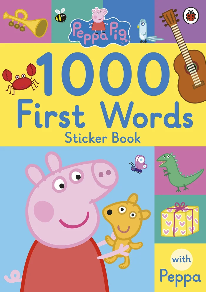 1000 First Words Sticker Book, nálepkový zošit s aktivitami