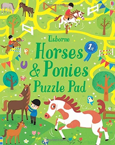 Horses and Ponies Puzzles Pad, anglická kniha s aktivitami