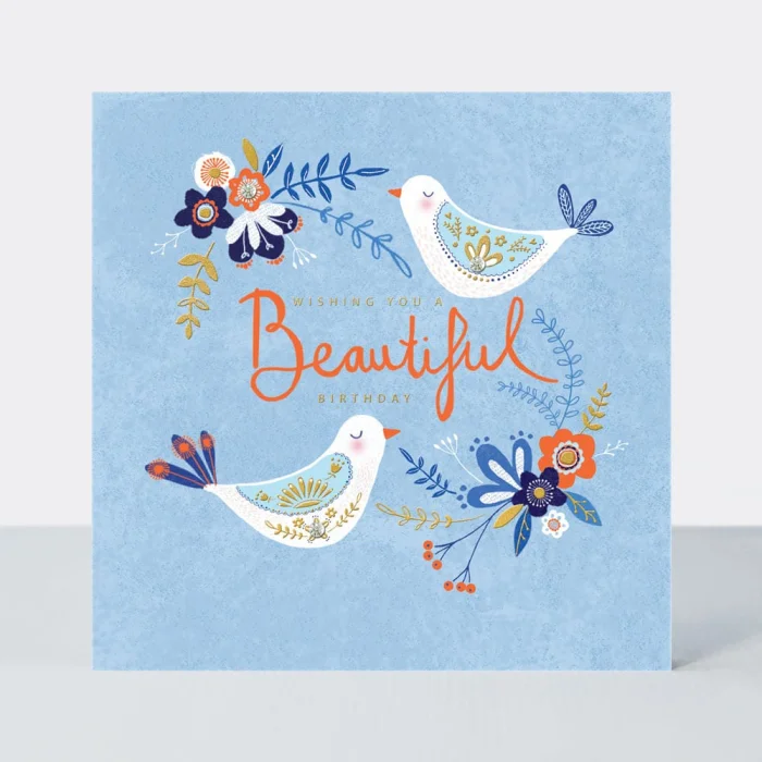 Birthday Birds on Blue, prianie