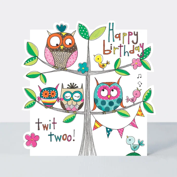 Happy Birthday Owls on Tree, prianie