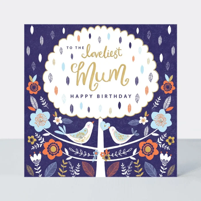 Mum Birthday birds in tree, prianie