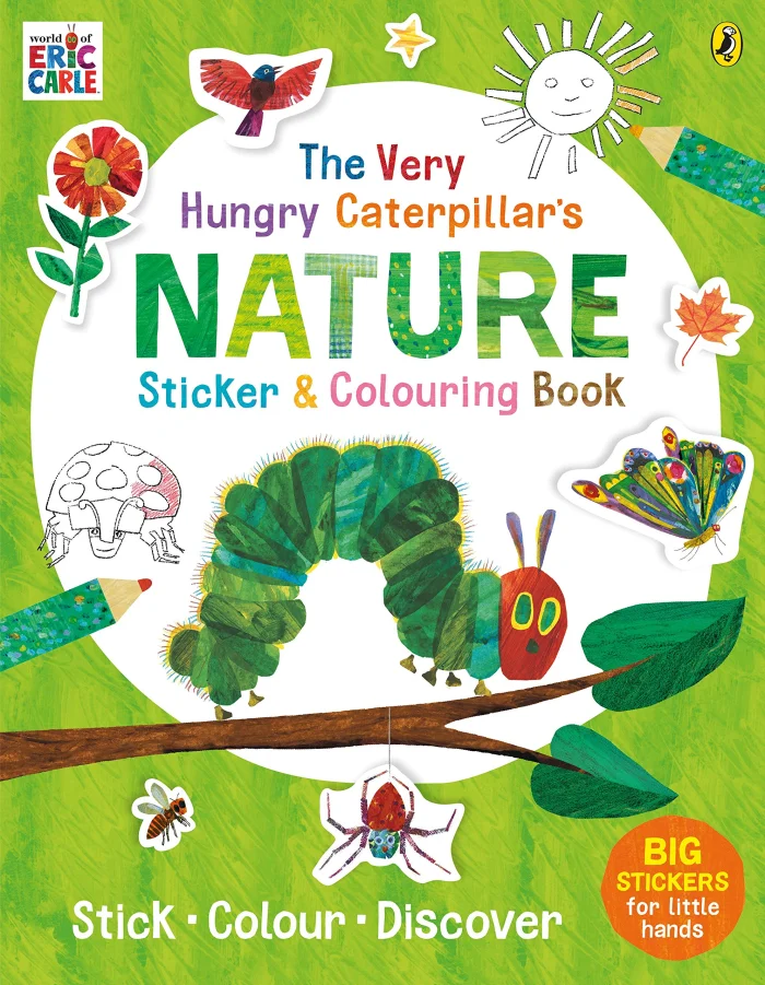 The Very Hungry Caterpillar’s Nature Sticker and Colouring Book, nálepkový zošit s aktivitami