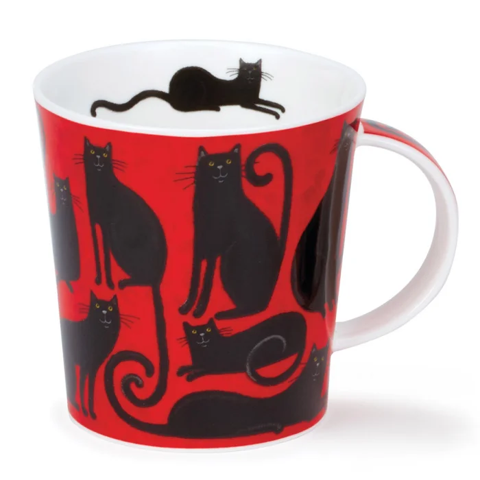 Lucky Cats Black, porcelánový hrnček