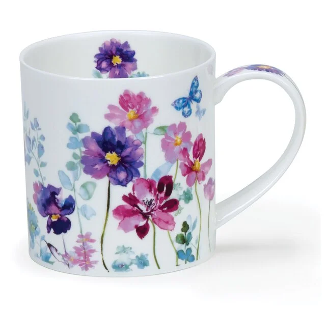 Floral Shimmer Purple, porcelánový hrnček