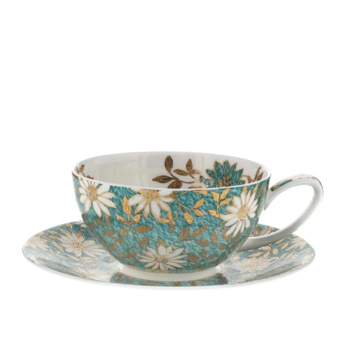 T41 Nuovo Teal, porcelánová šálka s podšálkou