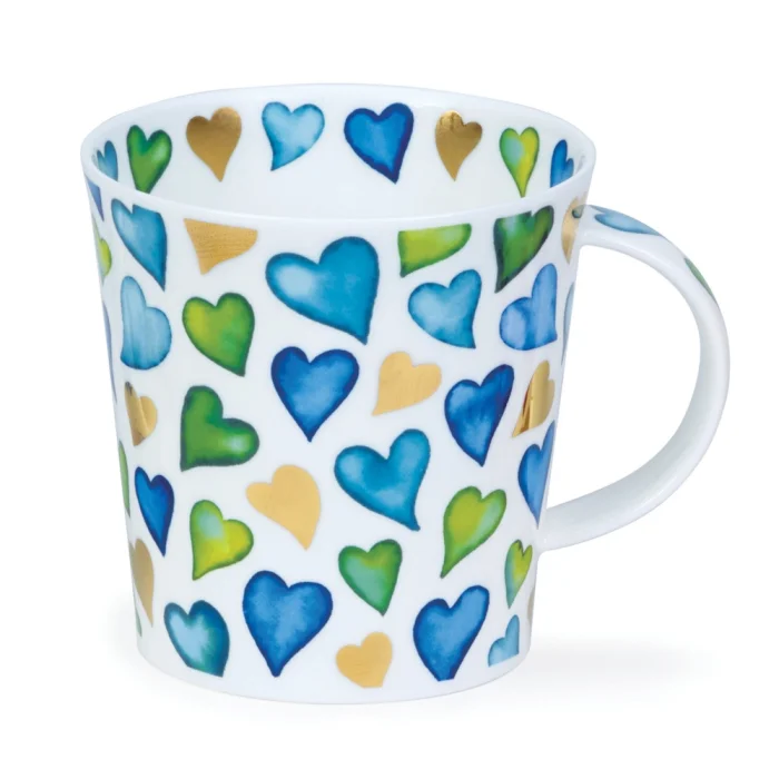 Lovehearts Blue, porcelánový hrnček