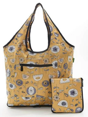 1950's Flower Mustard - Foldable Weekend Bag, skladacia taška