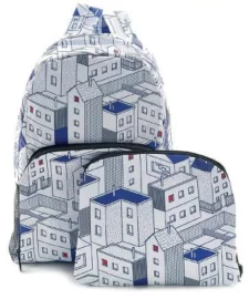 Blue Houses - Foldable Backpack, skladací ruksačik