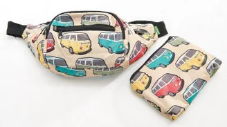 Camper Vans Beige - Foldable Bum Bag, skladacia ľadvinka