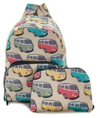Camper Vans Beige - Foldable Mini Backpack, skladací mini ruksačik