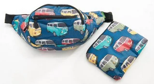 Camper Vans Teal - Foldable Bum Bag, skladacia ľadvinka