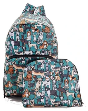 Dogs Teal - Foldable Backpack, skladací ruksačik