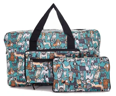 Dogs Teal - Foldable Holdall, skladacia cestovná taška
