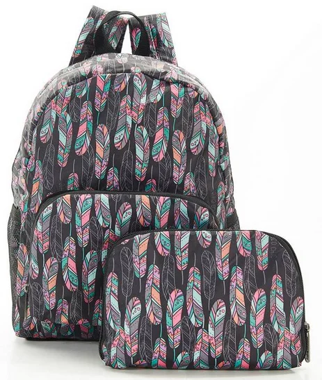 Feather Black - Foldable Mini Backpack, skladací mini ruksačik