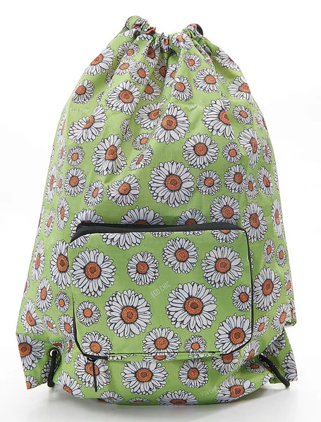 Gerbera Daisies Green - Foldable Drawstring Bag, skladací vak na šnúrky