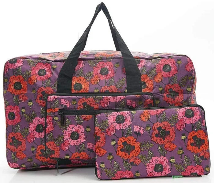 Poppies Purple - Foldable Holdall, skladacia cestovná taška