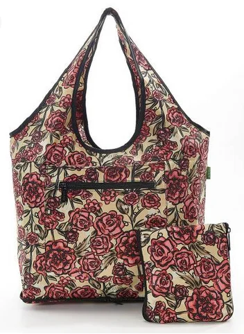 Roses Beige - Foldable Weekend Bag, skladacia taška