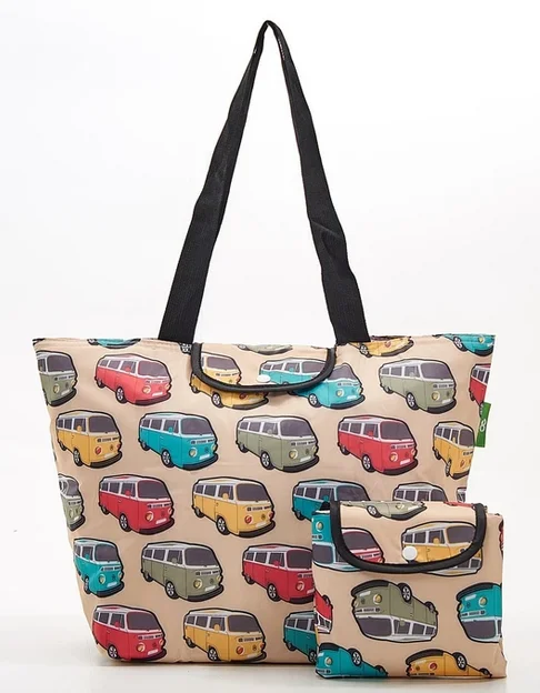 Beige Camper Vans E12 - Foldable Large Cool Bag, veľká skladacia termotaška