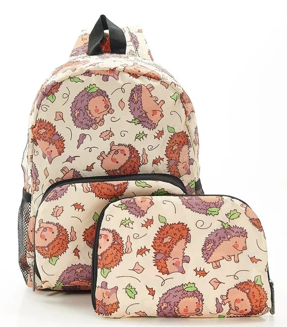 Beige Hedgehog G13 - Foldable Mini Backpack, skladací mini ruksačik