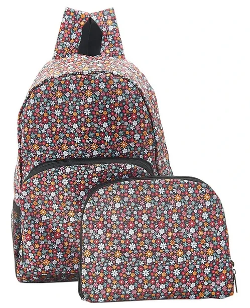 Black Ditsy B04 - Foldable Backpack, skladací ruksačik