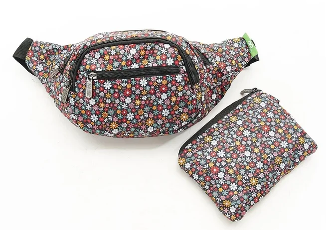 Black Ditsy H01 - Foldable Bum Bag, skladacia ľadvinka