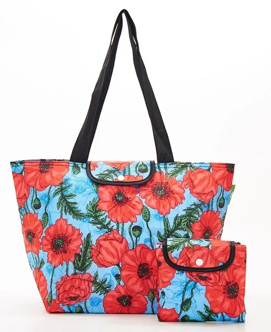 Blue Poppies E05 - Foldable Large Cool Bag, veľká skladacia termotaška