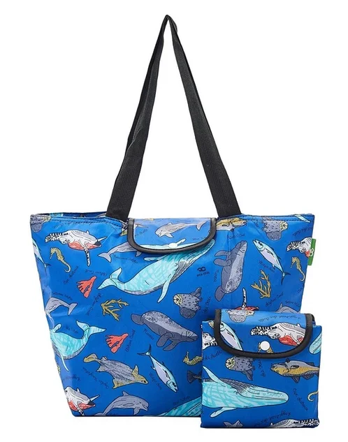 Blue Sea Creatures E07 - Foldable Large Cool Bag, veľká skladacia termotaška