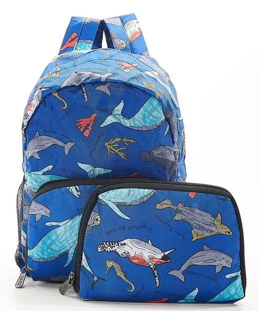 Blue Sea Creatures G05 - Foldable Mini Backpack, skladací mini ruksačik