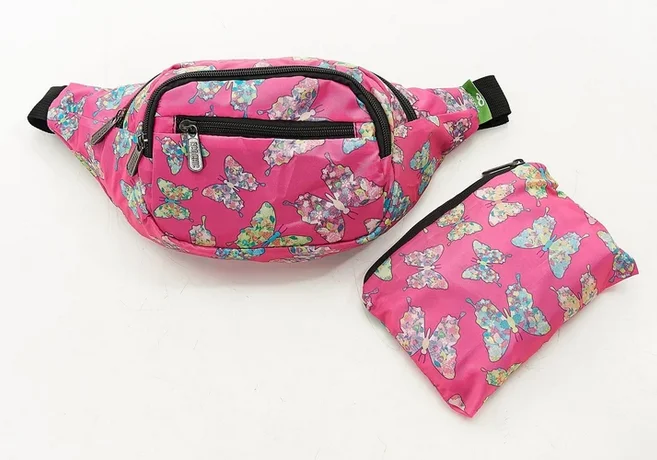 Fuchsia Butterfly H07 - Foldable Bum Bag, skladacia ľadvinka