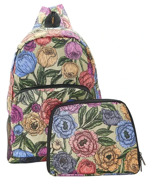 Green Peonies B11 - Foldable Backpack, skladací ruksačik