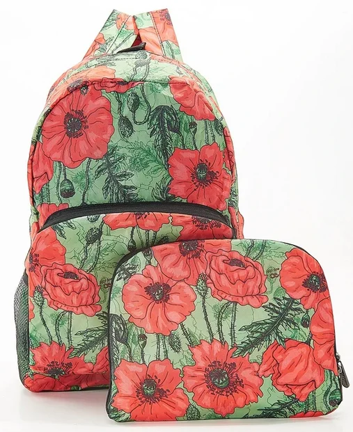 Green Poppies B09 - Foldable Backpack, skladací ruksačik