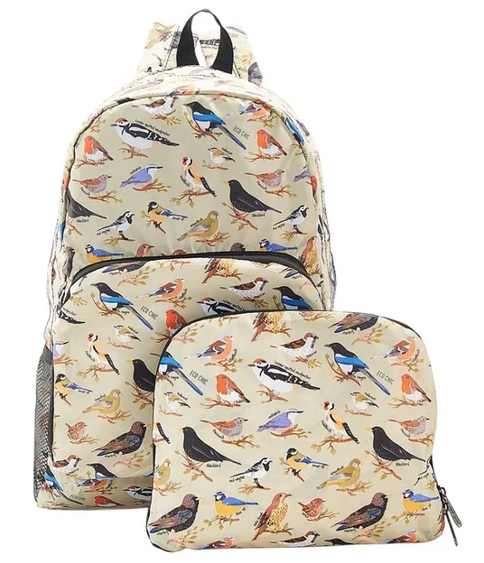 Green Wild Birds B16 - Foldable Backpack, skladací ruksačik