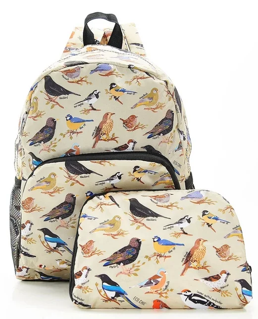 Green Wild Birds G06 - Foldable Mini Backpack, skladací mini ruksačik