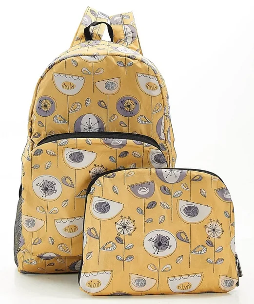 Mustard 1950's Flower B17 - Foldable Backpack, skladací ruksačik