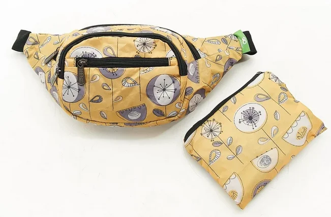 Mustard 1950's Flower H09 - Foldable Bum Bag, skladacia ľadvinka