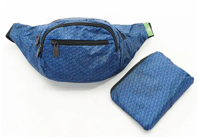 Navy Disrupted Cubes H06 - Foldable Bum Bag, skladacia ľadvinka