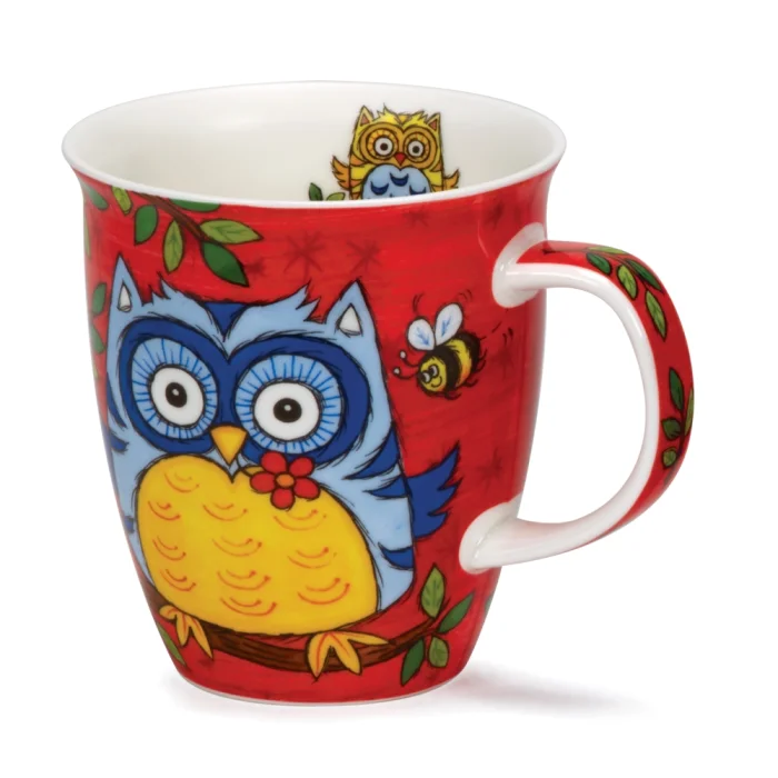 Owls Red, porcelánový hrnček