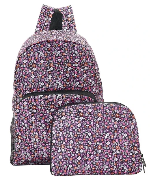 Purple Ditsy B04 - Foldable Backpack, skladací ruksačik