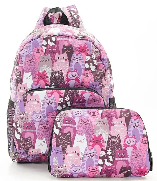 Purple Stacking Cats G07 - Foldable Mini Backpack, skladací mini ruksačik