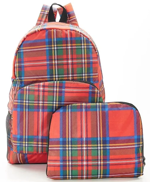 Red Tartan B31 - Foldable Backpack, skladací ruksačik
