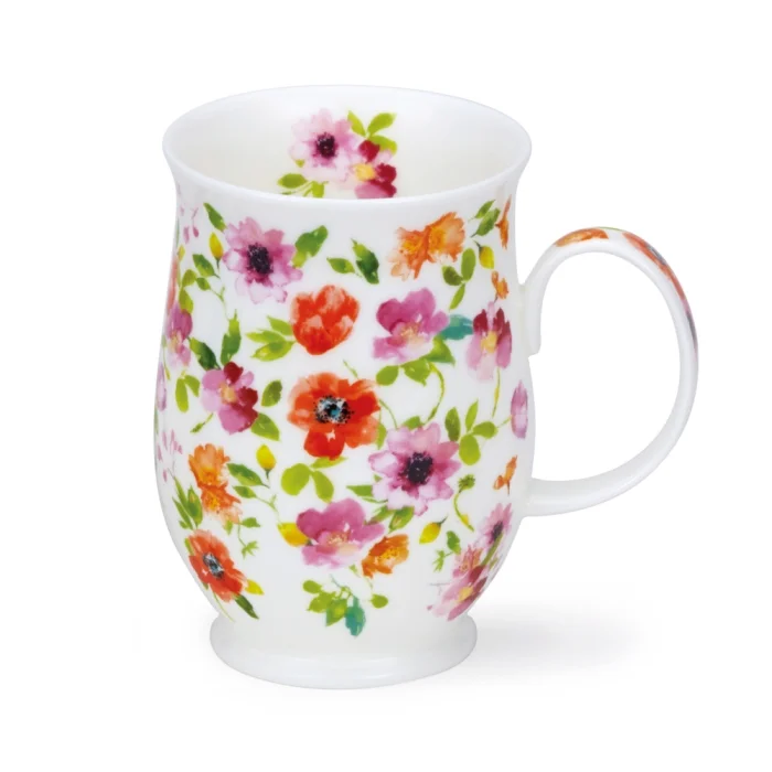 Fleurs Red, porcelánový hrnček