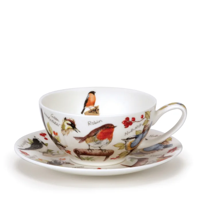 T41 Birdlife, porcelánová šálka s podšálkou