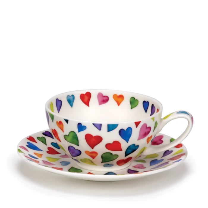 T41 Warm Hearts, porcelánová šálka s podšálkou