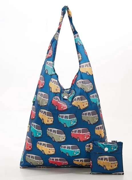 Teal Camper Vans A27 - Foldable Shopper, skladacia nákupná taška