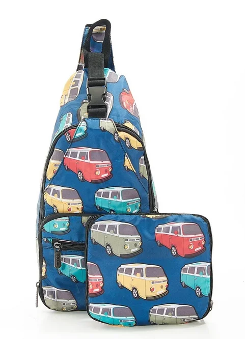 Teal Camper Vans I11 - Foldable Crossbody Bag, skladací crossbody ruksačik