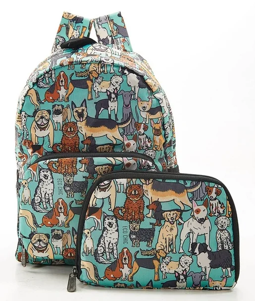 Teal Dogs G14 - Foldable Mini Backpack, skladací mini ruksačik