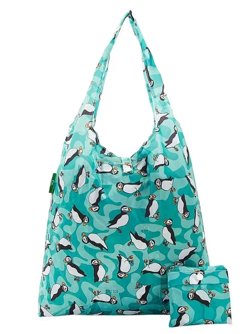 Teal Puffin A29 - Foldable Shopper, skladacia nákupná taška