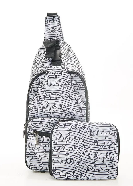 White Music I04 - Foldable Crossbody Bag, skladací crossbody ruksačik
