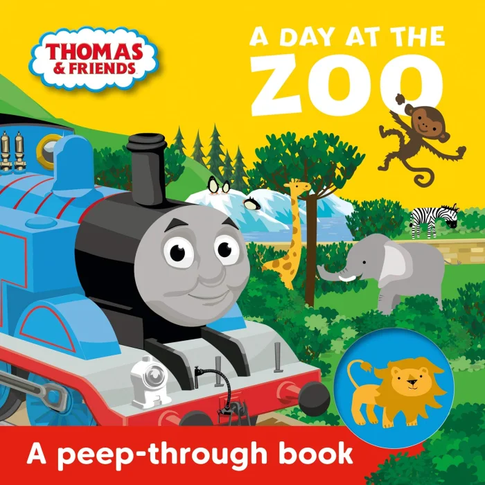 A Day at the Zoo a peep-through book, anglická kniha - leporelo