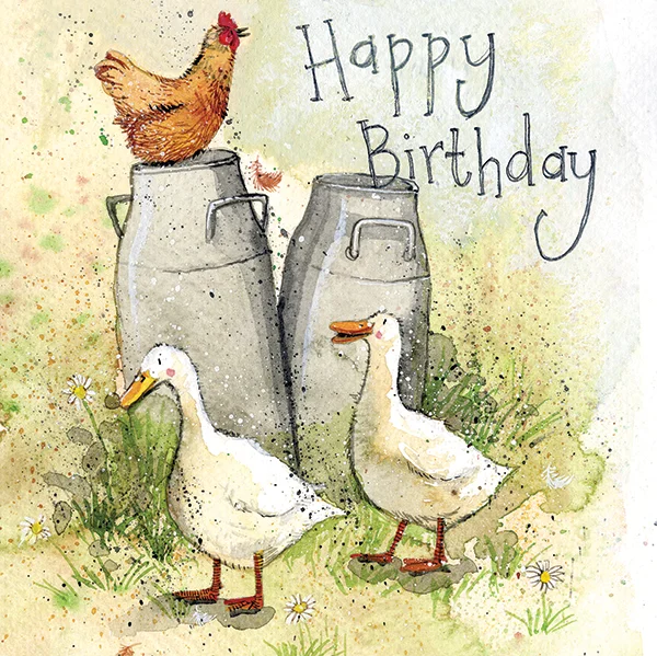 Milk Churns Ducks Birthday Card AC728, prianie